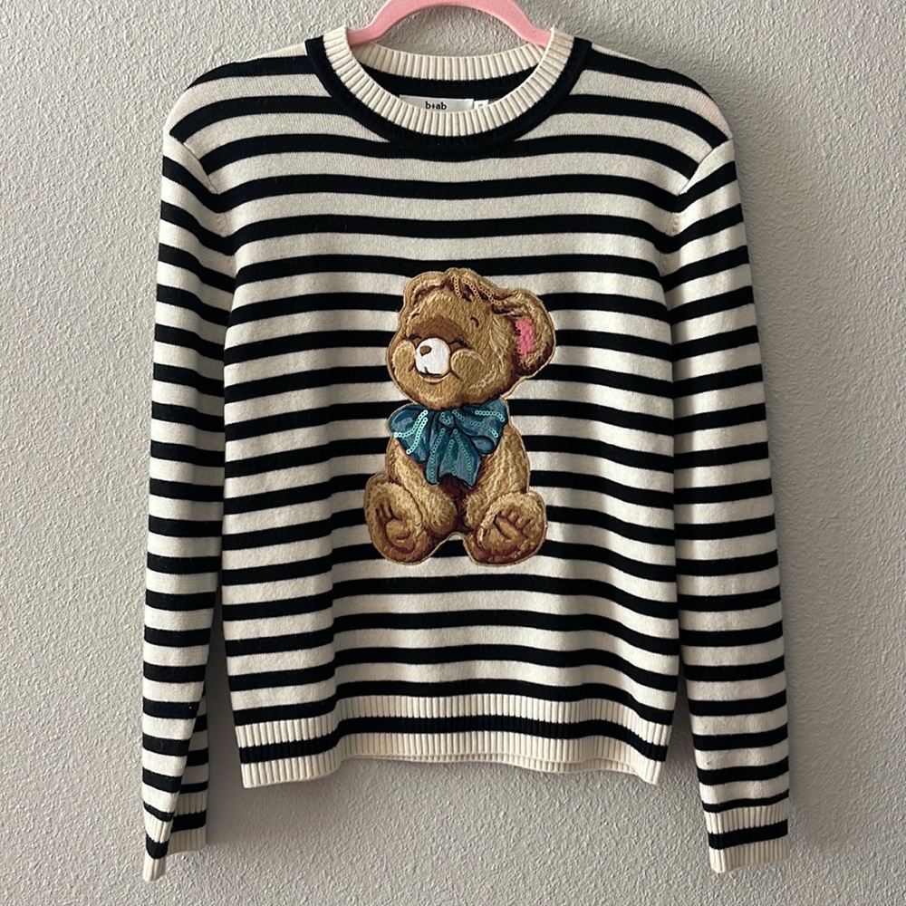 b+ab Striped Teddy Bear Sweater